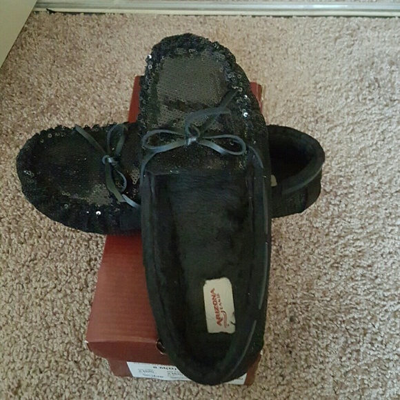Black sequin moccasin