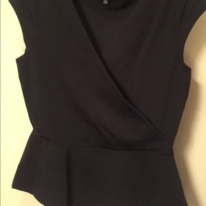 Black peplum top, v neck, short sleeve