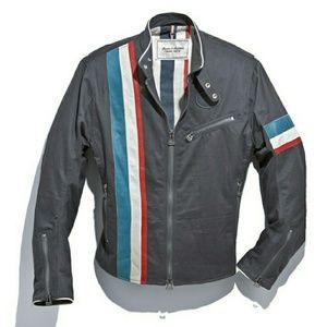 Marc Moto Denim & Leathers Twill Cafe Racer Jacket