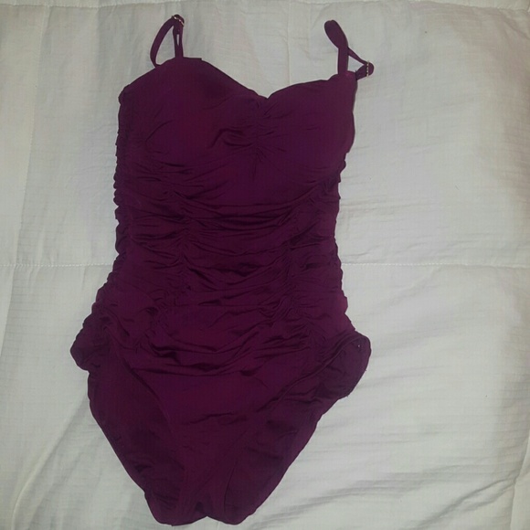 Badgley Mischka magenta one piece