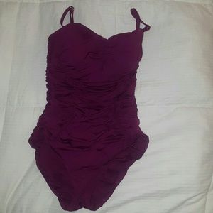 Badgley Mischka magenta one piece