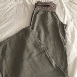Gray wide leg linen pant