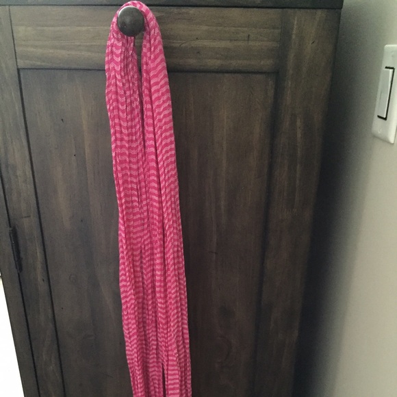 Pink fringe scarf