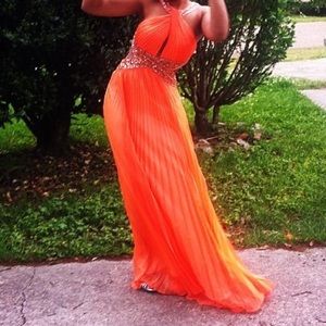 Orange David's bridal dress