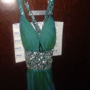 Blue green prom dress
