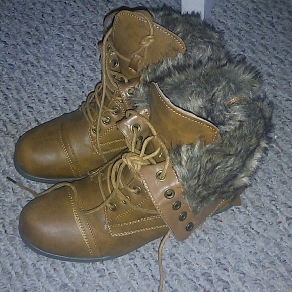 Brown combat boots