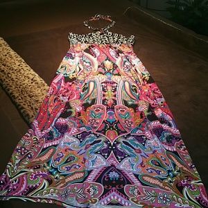 Colorful Halter Midi Dress