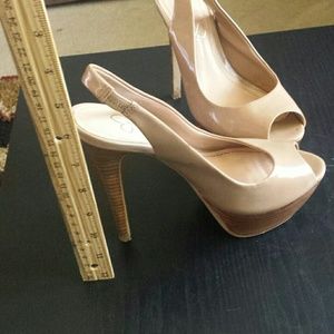 Jessica Simpson peep toe nude platform heels