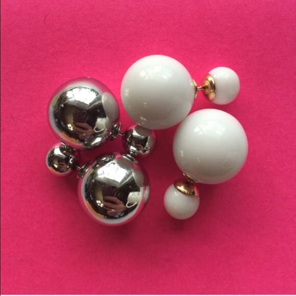White Double Sided Earrings
