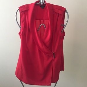 Red blouse with front clip and other great details