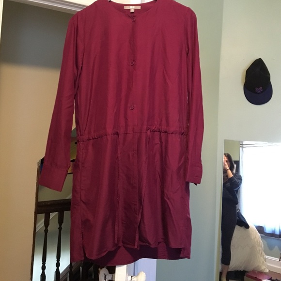 Long sleeve plum shirt dress