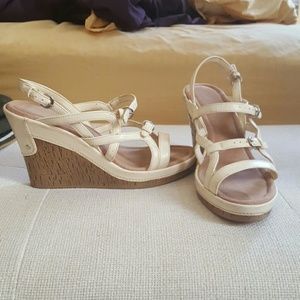 Cream cork wedge sandals