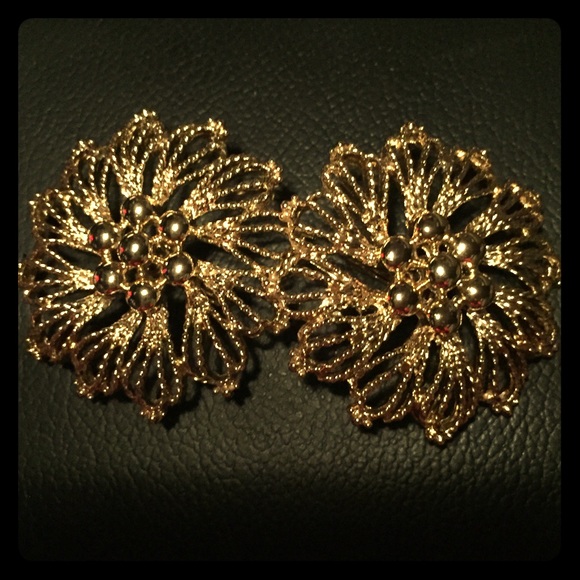 Gold tone Clip-on EARRINGS. 3 FREE ITEMS INCLUDED!