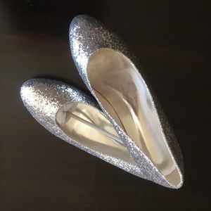 Silver ballet flats