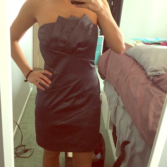 Navy Blue silk medium length dress