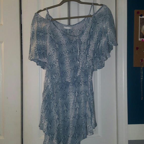 Off the shoulder mini dress.