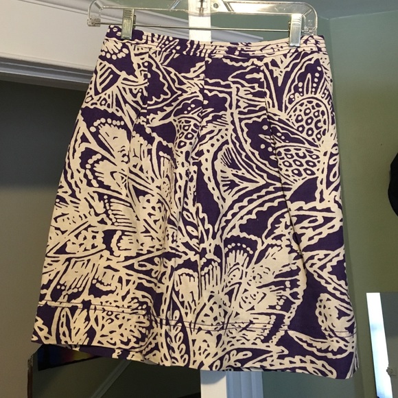 Purple and white high waist skirt