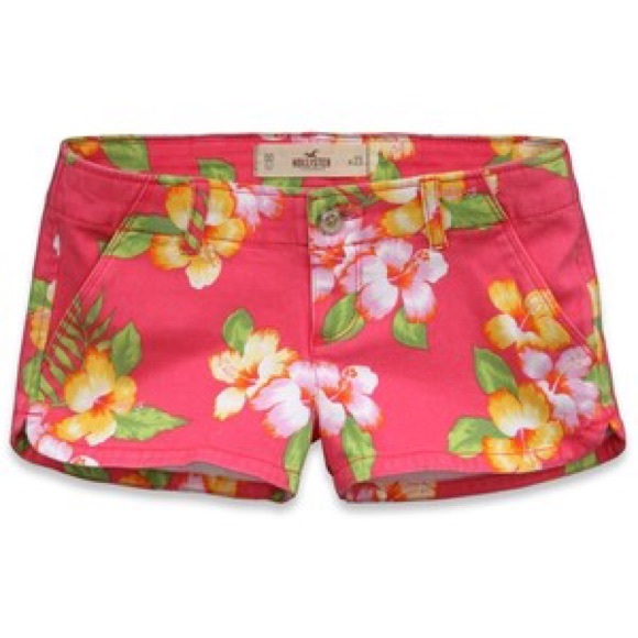 Hollister Pants - Hollister floral low rise pink denim shorts 00
