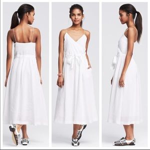 BR White Linen Midi Sun Dress