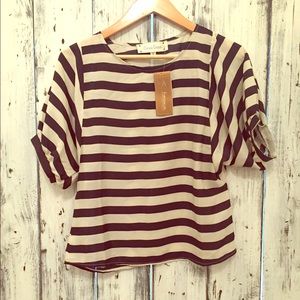 Francesca's Black and Offwhite striped shirt!