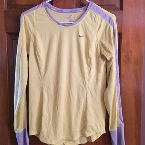 Neon yellow long sleeve Nike running shirt