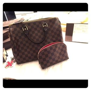 LV speedy, LV cosmetic punch and chain together