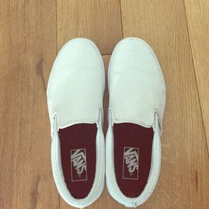 White Leather Perforated Vans Unisex