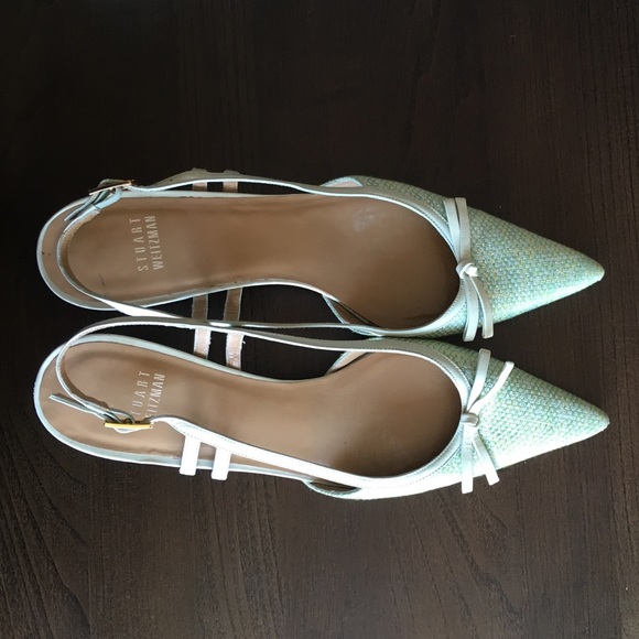 Light green linen heels