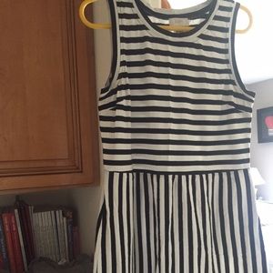 LOFT Outlet Striped Black and White Tank Dress