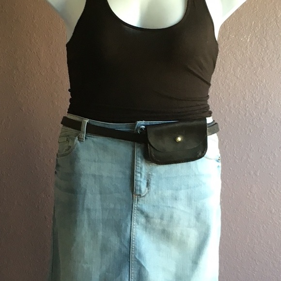 Topshop Black Leather Purse Belt