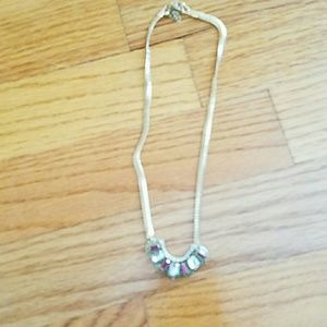 Herringbone necklace with rhinestone embellishment