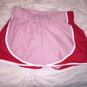 Red Lauren James Style Seersucker Athletic Shorts