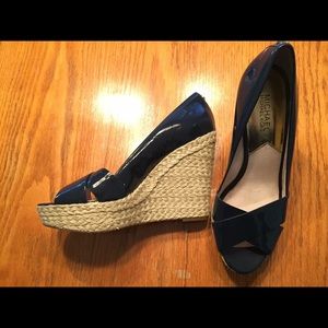 Navy patent leather Michael Kors wedges