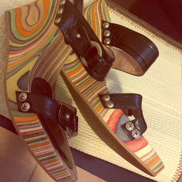 Fornarina Shoes - Multi Colored Rainbow Wood Wedge