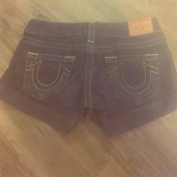 True religion blue jean shorts