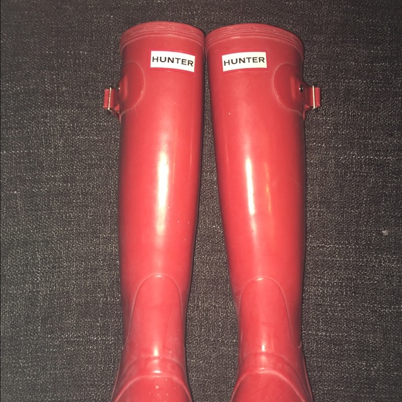 Red tall Hunter Boots