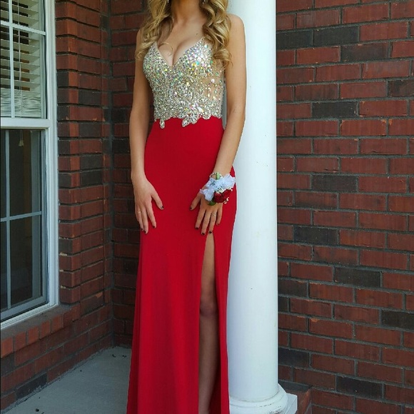 Red Sequin Prom Pageant Dress - Picture 2 of 3