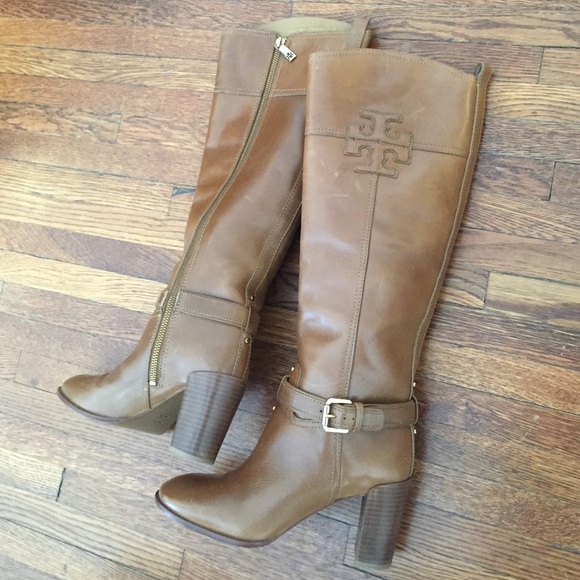Tory Burch stacked heel boot with buckle