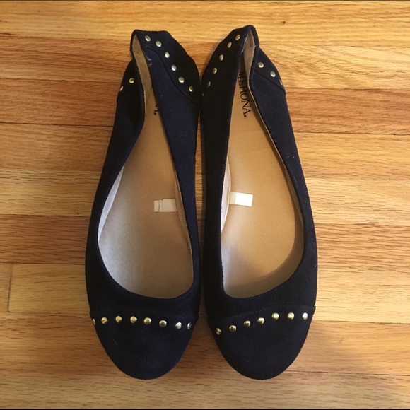 Black ballet flats with gold studs