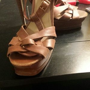 Leather Brown/tan sandal heels from Bakers