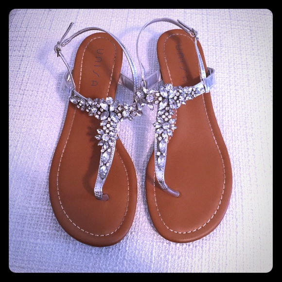 unisa silver rhinestone sandals