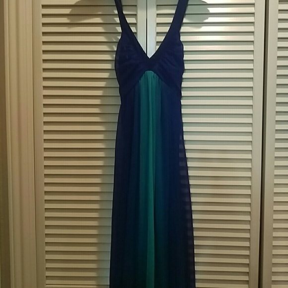 Beautiful blue green ombre Maxi dress