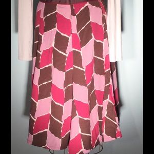Boden mauve/brn/magenta rayon print full skirt