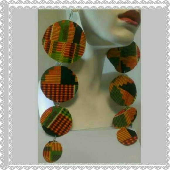 African kente print earrings - Picture 2 of 2