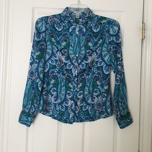 Cache 95% Silk Button Down Blouse
