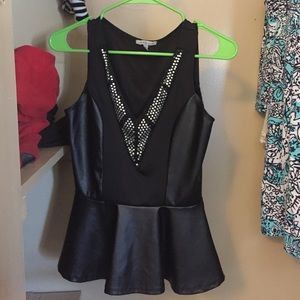 Leather peplum tank top