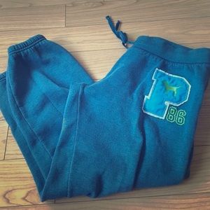 SOLD! Pink navy blue Capri sweats. Small.