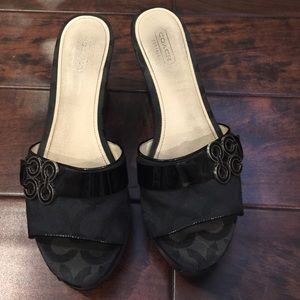 Coach black slides/wedges