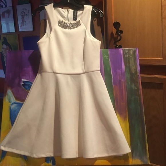 Poly skater dress with jewels