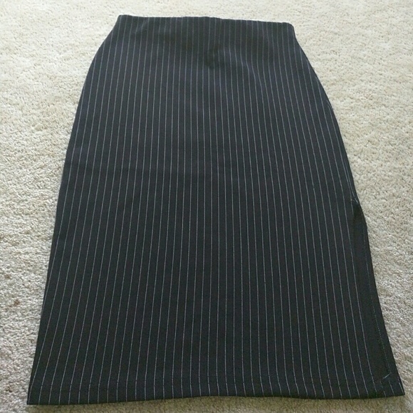 Black skirt with white pinstripes